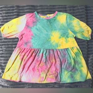 Rainbow Tie-Dye Ruffle Shirt